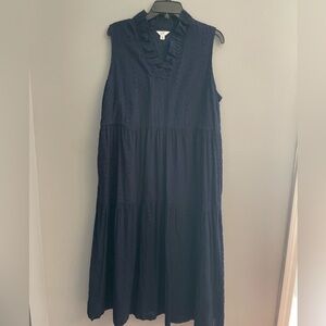 Crown & Ivy Navy Tiered Lined Midi Dress